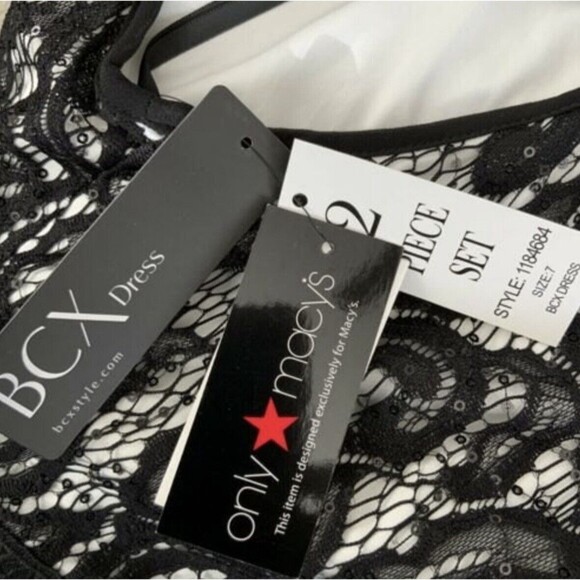 BCX Dress Junior 7 Black White Two Piece Lace Illusion Prom Formal Occasion - Picture 11 of 12